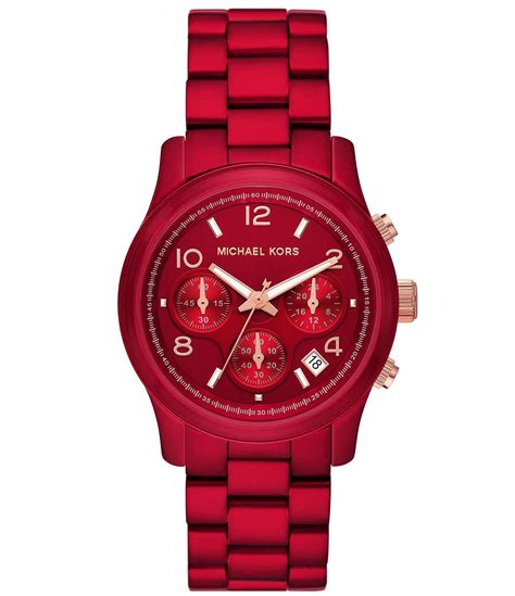 michael kors runway red-coated watch|Michael Kors runway chronograph.